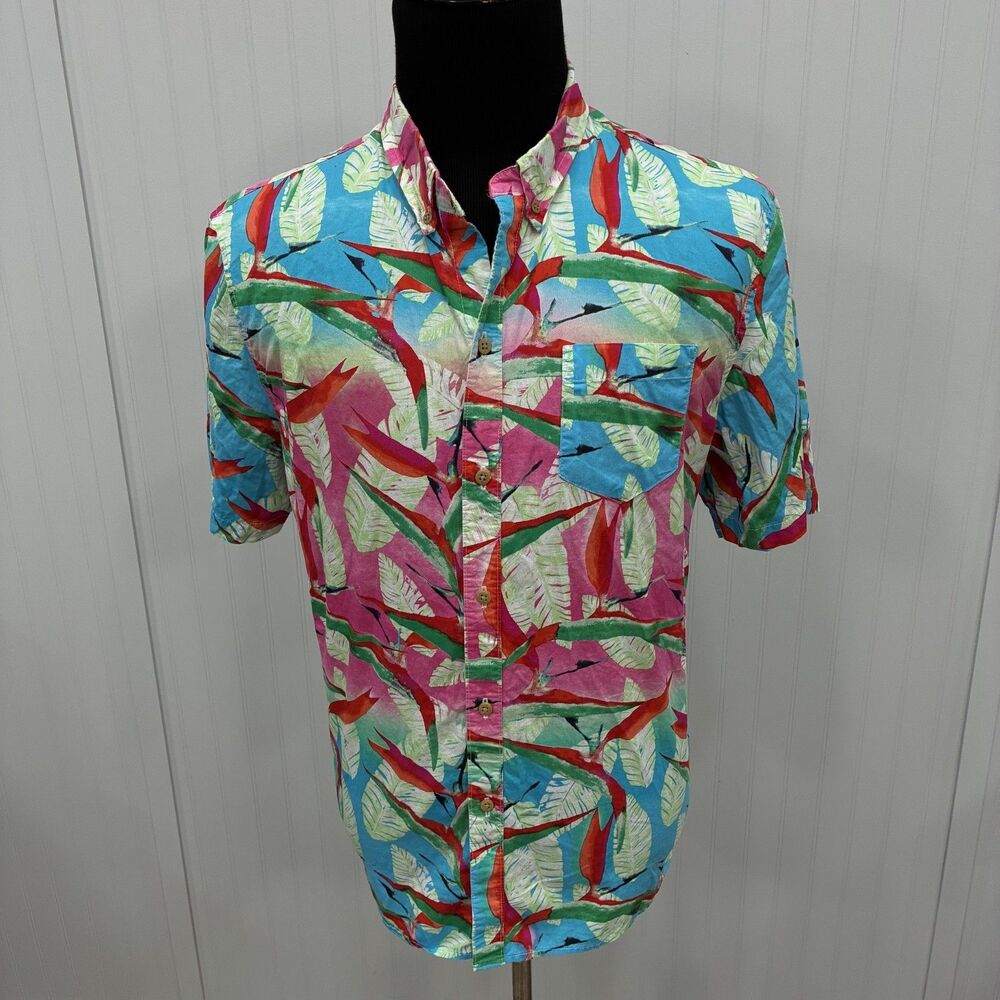 Chubbies The Nutter Men's XL Colorful Leaf Print Hawaiian Shirt Made in USA